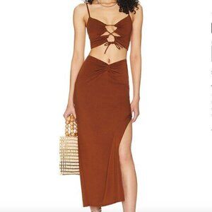 L*Space SET It's A Date Midi Top & Skirt In Coffee